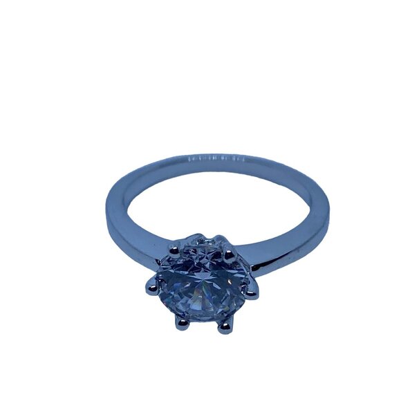 18k White Gold Plated CZ Womens 2.35ct Round Solitaire Engagement Ring Size 5 - Picture 1 of 10